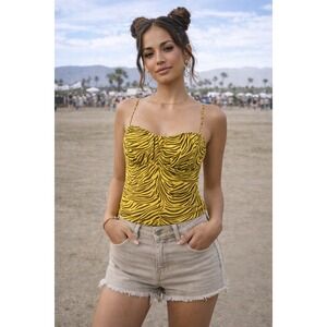 Miss Lola Zebra Print Cami Top Size S-M Y2K Junglecore Festival Rave Mobwife